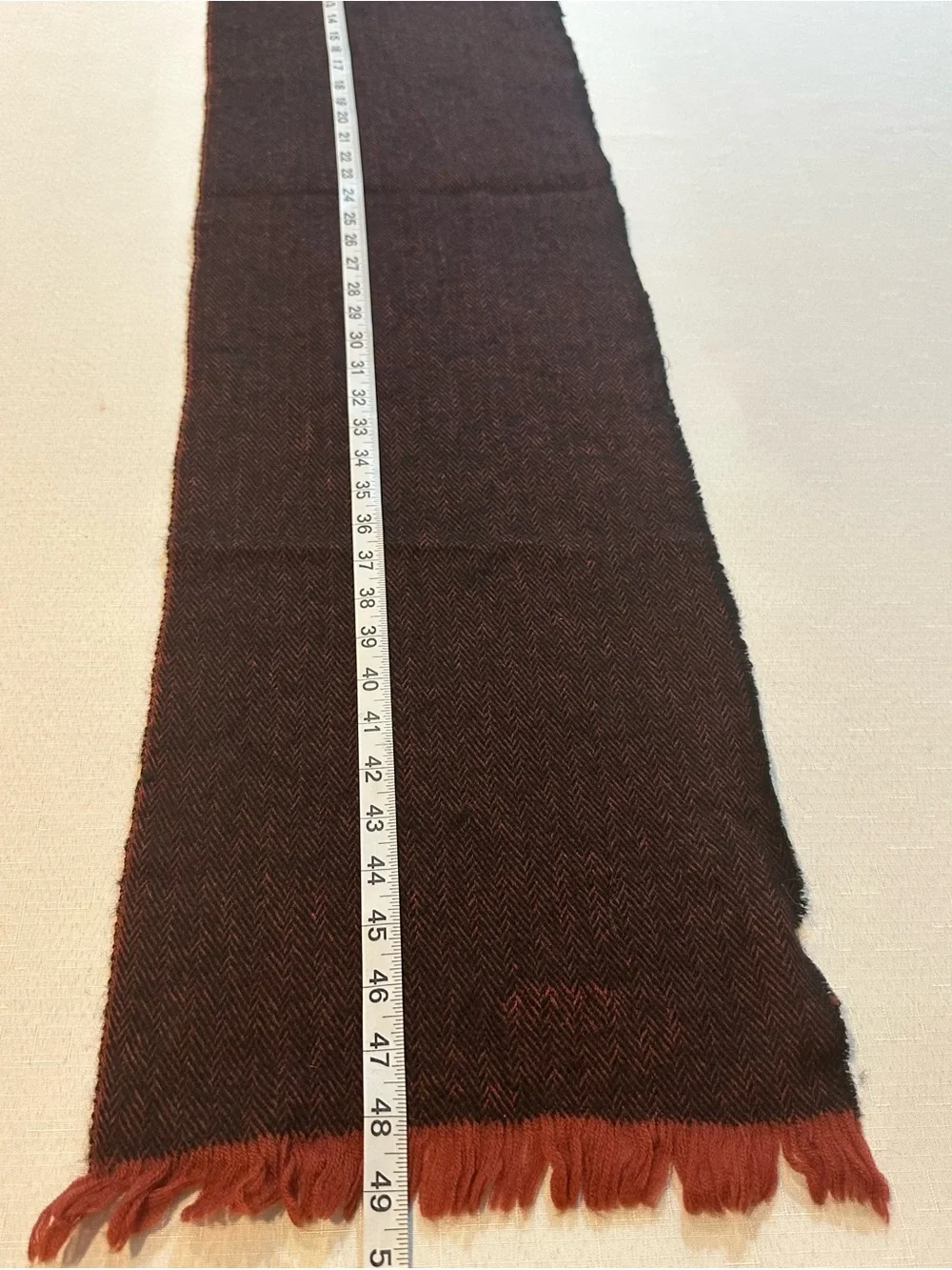 Pierre Cardin 100% Wool Burgundy Herringbone Scarf